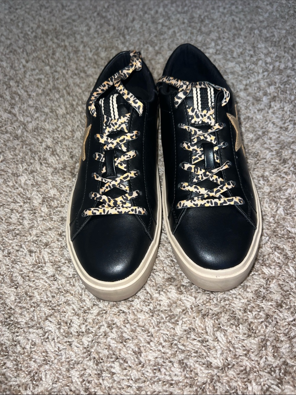 EUC! SHUSHOP Black & Leopard Platform Fashion Sneakers with Logo Sz 9! - Picture 10 of 14